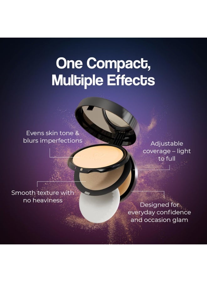 Colors Queen 3-in-1 Multi Effect Sun Block Compact Powder - Natural Nude, 30g | Long Lasting Compact Powder with Highlighter | Blends Effortlessly, Absorbs Oil, Lightweight Pressed Powder for Women - Image 2
